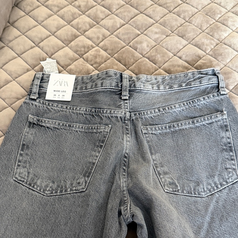 Zara Women's Charcoal Wide Leg Jeans NWT
